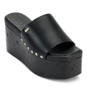 DKNY Alvy Studded Platform Wedge Black 