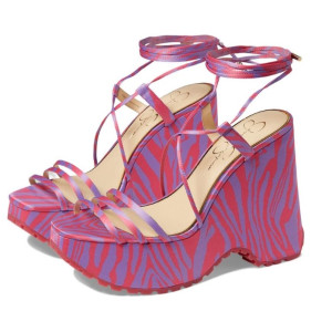 Jessica Simpson Damazy Lace-Up Ankle-Tie Platform Lavender Coral 