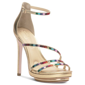 Jessica Simpson Embla Ankle-Strap Embellished Gold